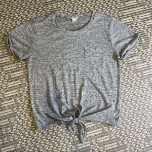 Gray Jcrew Tie Front Tee